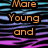 Pixelated text on a striped background with orange, green, and cyan text elements.
