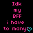 Pixelated text in pink and cyan on black background with a heart symbol replacing 'y' in 'many'.