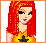 Pixel art of a red-haired figure in an orange top with black star, next to text reading 'Ask me if i care' and 'NO'.
