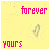 Animated yellow background icon with 'forever' and 'yours' text, featuring a heart symbol that changes color across frames.