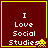 Four identical animated frames of a buddy icon featuring text and a pixelated character on a dark red background with yellow border.