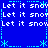 Blue background with repeated white text "Let it snow" and cyan decorative elements including stars, dots, and dashed lines arranged in a pattern