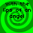 Green spiral background with black text reading 'with the lips of an angel' and four dots below, repeated in a