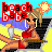 A 4-frame animated contact sheet showing a pixel-art beach scene with a woman in a red bikini lounging on a black chair, holding a drink and a book under a sun icon.