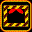 nine square icons with yellow and brown striped borders, each containing a red symbol on black background