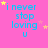 A pink background with blue text reading "i never stop loving u" and scattered yellow and pink stars, with a gray rectangle in the bottom-right corner.