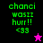 Green pixelated text 'chanci wasii hurr!! <33' on black and magenta backgrounds with a pink star icon, transitioning to a black star icon.