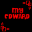 Red pixelated text "my EDWARD" on black background with red square-dot corner elements, animated rotation of corner elements.