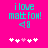 A bright pink background displays cyan text reading "i love matt fow!" with a heart symbol and five white-and-pink hearts below.