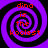 Four identical purple and black spiral patterns with red text reading "dino is the kooolest" arranged in a on a solid black background