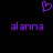 Purple pixelated heart symbol above two identical purple text strings on a black background.