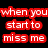 Red pixelated text on black background with gray rectangle, displaying phrases about missing someone and letting go.