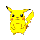Two pixelated yellow cartoon characters with black eyes, brown cheeks, and pointed ears stand side-by-side against a white background.