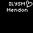 Pixelated white text and a heart symbol on black background, with two side-by-side views showing identical static content.