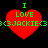 Four identical red heart-shaped icons with green text 'I LOVE <3JACKIE<3' on black background, two with pixelated edges and two with smooth edges.