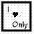 Static pixel art icon with black border, white background, and gray dotted pattern; features vertical bar on left, heart shape in center, 'Only' text at bottom.