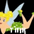 Pixelated cartoon fairy with yellow hair, light blue wings, and green dress holding a flower, labeled 'TINK' in white text.