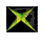 A static icon with a black background and four yellow-green X-shaped lines forming a cross, each line having a gradient from bright green to yellow.
