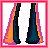 Pixel art of five showing a character's legs, torso, face, and name 'Tori' with pink stars