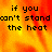A four- with fiery orange-red background and pixelated text reading "if you can't stand the heat get out of the FIRE NATION!!!" in black