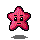Two pixelated pink star-shaped figures with black outlines, each casting a gray shadow on a light gray background.