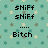 Pixelated text on a teal background with small star and cross patterns, displaying emotional phrases.