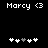 Pixelated text 'Marcy <3' appears above a of five heart icons with one grayed-out heart in the center