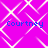 A static image with a bright pink background featuring a white geometric lattice pattern and four instances of the text "Courtney" in blue pixelated font.
