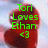 A static pixelated image shows a red heart shape with green text reading 'Tori Loves Ethan <3' over a light blue and pink gradient background.