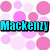 Pixelated image with pink and white circles on a white background, featuring the word "Mackenzy" in blue and black text.