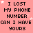 Pixelated text on a pink background with white stars, repeating 'I LOST MY PHONE NUMBER CAN I HAVE YOURS' in multiple