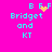 Cyan text on bright pink background shows 'Bridget and KT' with animated yellow pixel effects above the letters B, F, F.