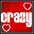 A 3x2 contact sheet of six animated frames showing a red background with white text and heart symbols transitioning through the phrase "crazy in love".