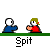 Pixelated animation of two figures on green platforms against gray background, one in blue shirt with white head, the other in red shirt with green hair and orange hands.