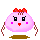 A 4-frame pixel art animation of a pink, round cartoon character with red bow and brown braids across four static frames showing facial expression changes.