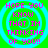 Four identical circular icons with green backgrounds and cyan rings display pink text reading "HOPE YOU KNOW THAT IM THINKING OF YOU!!" in a pixelated font.