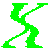 Four green X-shaped figures on gray background, two in bent poses with one leg extended and two in straight standing poses.