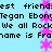 Pixelated text on light blue background with vertical pink star pattern, repeating phrases about friendship and celebrity names.