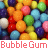 Pixelated image of colorful bubble gum balls with a white banner displaying 'Bubble Gum' text and red heart symbols.