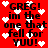 Red background with black text reading "GREG! im the one that fell for YUU!" and scattered white pixelated hearts.