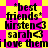 Pixelated text on a yellow and pink checkered background with star-shaped overlays, featuring repeated phrases and names.