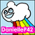 Pixelated cloud-shaped character with rainbow stripes and glasses, smiling, with text banner below.