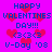 Pixelated Valentine's Day icon with blue text and red hearts on a purple background, repeating 'HAPPY VALENTINES DAY!!! <3<3<3 V-Day '08' twice in