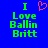 Blue background with green text reading "I Love Ballin Britt" and a red pixelated heart symbol above the word "Love" in one view, while another view shows identical text without the heart.