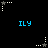 Blue text 'ILY' appears in a pattern with white and gray star-shaped icons on a black background