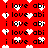 Red background with black text 'i love abi' and white heart symbols in various positions