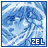 Pixelated blue-toned image with abstract cloud-like patterns and a white 'ZEL' text block in the bottom-right corner.