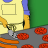 Animated sequence showing a character in yellow shirt and blue sleeves cooking on a gray stovetop with red circular elements, green background, and orange strips.