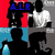 Animated sequence showing two figures in various poses with changing text overlays and background colors.