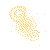 Four pixelated spiral icons in yellow, blue, pink, and teal with scattered dots on white background.